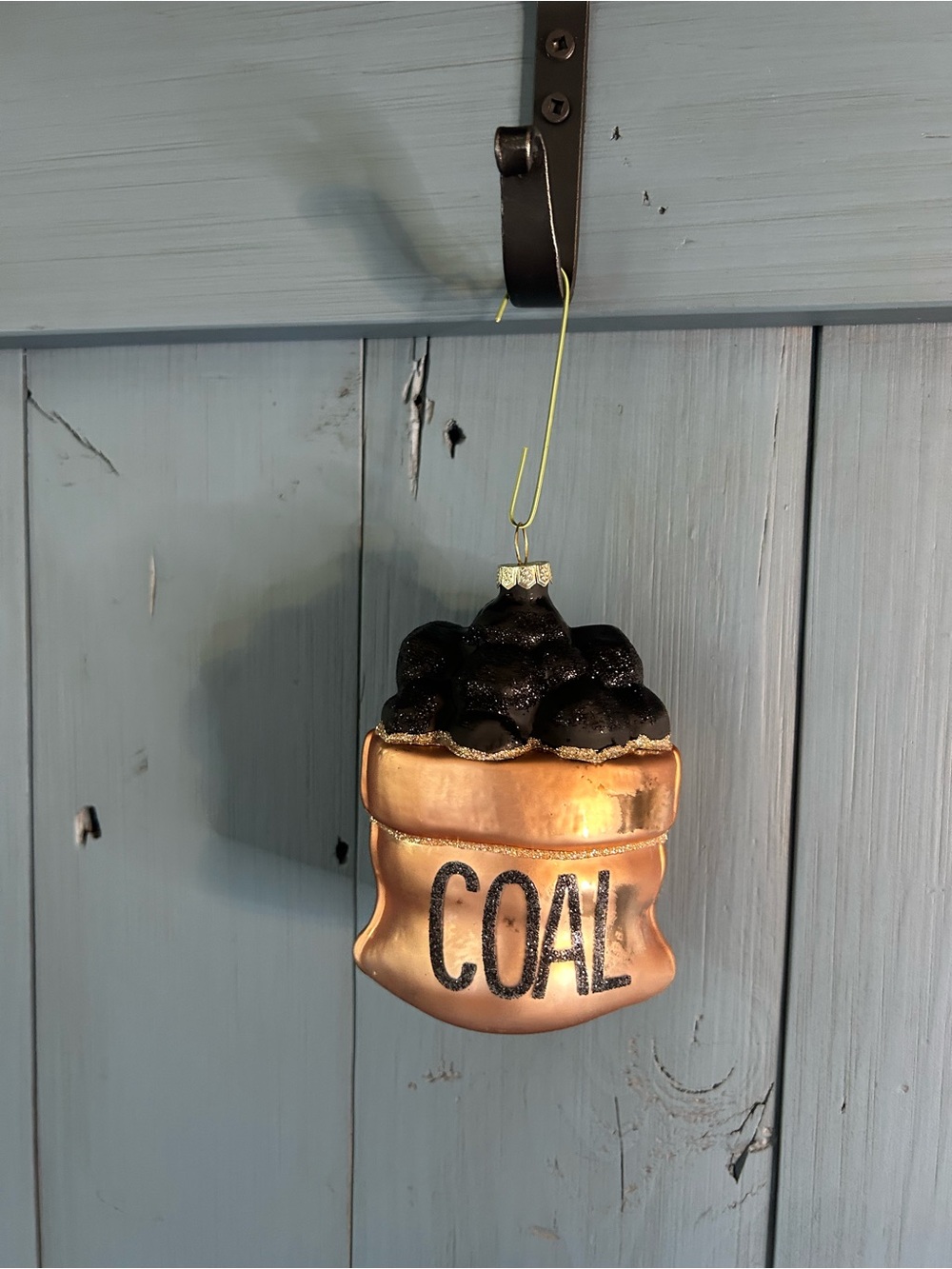 North Pole Trading Co. Coal Sack Holiday Ornament - Black Glitter & Gold